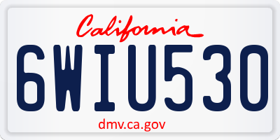 CA license plate 6WIU530