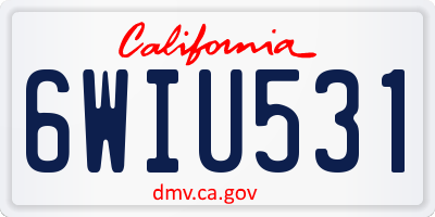 CA license plate 6WIU531