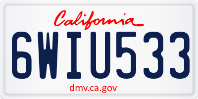 CA license plate 6WIU533