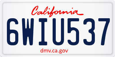 CA license plate 6WIU537