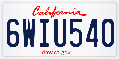 CA license plate 6WIU540