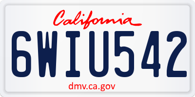 CA license plate 6WIU542