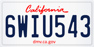 CA license plate 6WIU543