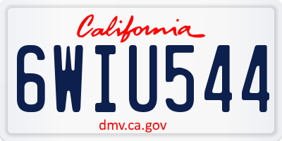 CA license plate 6WIU544
