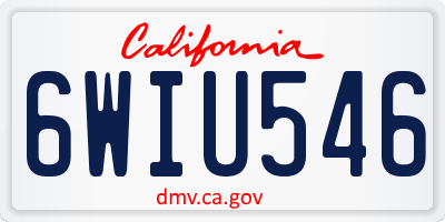CA license plate 6WIU546