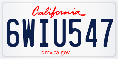 CA license plate 6WIU547