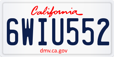 CA license plate 6WIU552