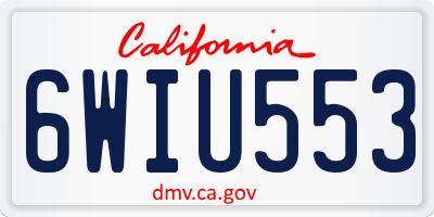 CA license plate 6WIU553