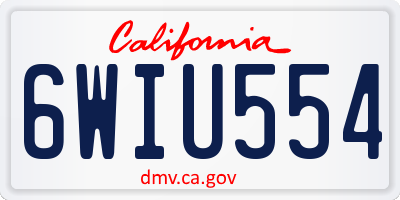 CA license plate 6WIU554