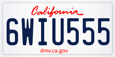 CA license plate 6WIU555
