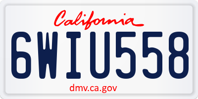 CA license plate 6WIU558