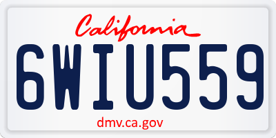 CA license plate 6WIU559