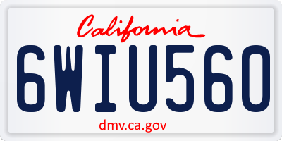 CA license plate 6WIU560