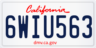 CA license plate 6WIU563