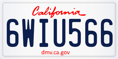 CA license plate 6WIU566