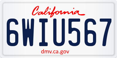 CA license plate 6WIU567