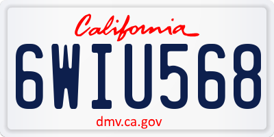 CA license plate 6WIU568