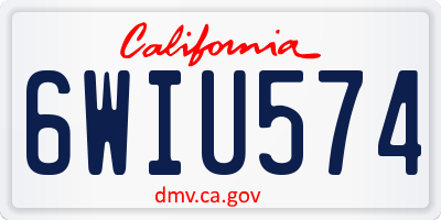 CA license plate 6WIU574