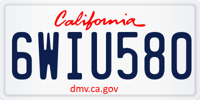 CA license plate 6WIU580