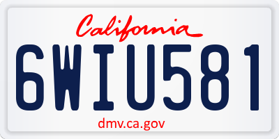 CA license plate 6WIU581