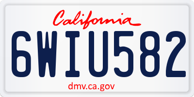 CA license plate 6WIU582