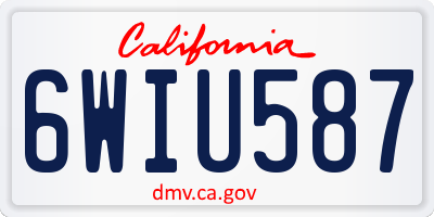 CA license plate 6WIU587