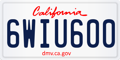 CA license plate 6WIU600