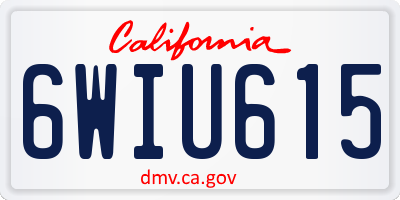 CA license plate 6WIU615