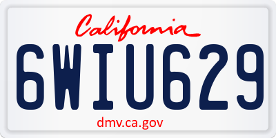 CA license plate 6WIU629
