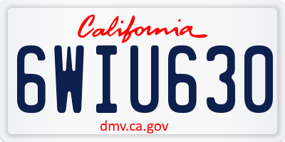 CA license plate 6WIU630