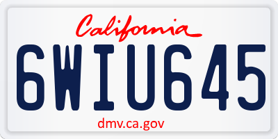 CA license plate 6WIU645