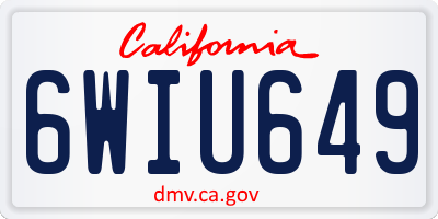 CA license plate 6WIU649