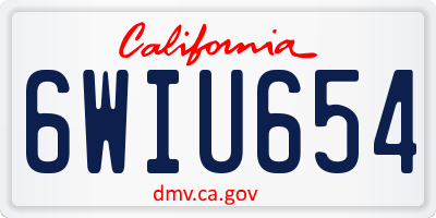CA license plate 6WIU654