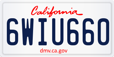 CA license plate 6WIU660