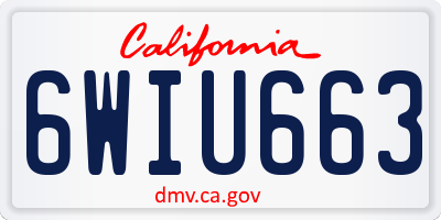 CA license plate 6WIU663