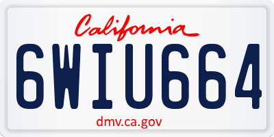 CA license plate 6WIU664