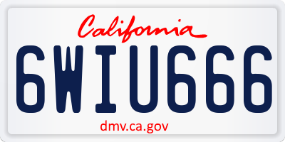 CA license plate 6WIU666