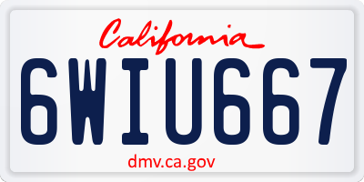 CA license plate 6WIU667