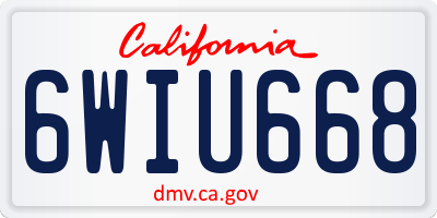 CA license plate 6WIU668