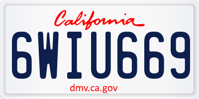 CA license plate 6WIU669
