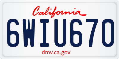CA license plate 6WIU670