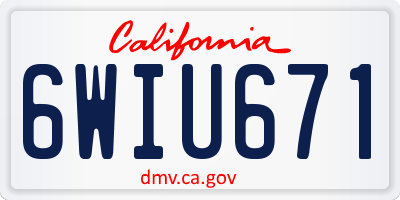CA license plate 6WIU671