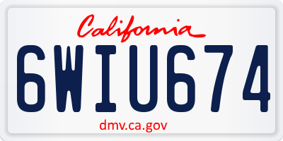 CA license plate 6WIU674