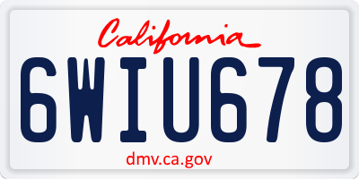 CA license plate 6WIU678