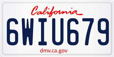 CA license plate 6WIU679