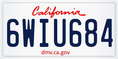CA license plate 6WIU684