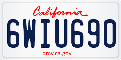 CA license plate 6WIU690