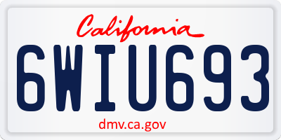CA license plate 6WIU693