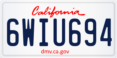 CA license plate 6WIU694