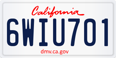 CA license plate 6WIU701